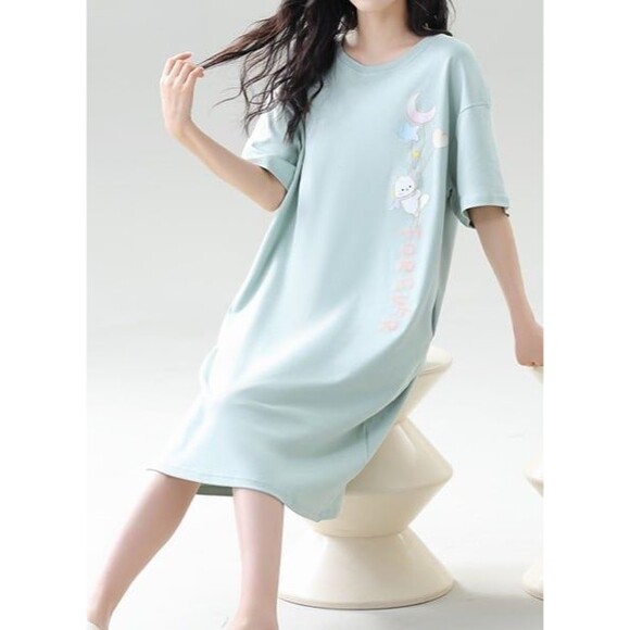 Cotton Pajamas Nightgown Sleepwear SleepShirt Sleep Dress Night Dress Nightshirt - Picture 8 of 9